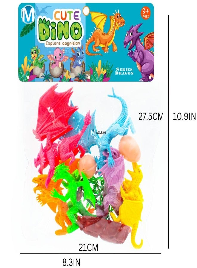 Mallexo Realistic Dragons Dinosaur Animal Toys for Kids 3+ Years 11PCs Roar Jurassic Park Dino Animals Toy Figure Set Mid Size Birthday Return Gifts Safari Animal Dino Egg Trees Action Figurine - Image 4